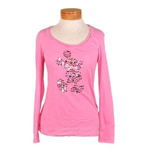 Disney Parks Women’s Mickey Mouse Sequin Long Sleeve T-Shirt Medium